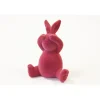 LAPIN DÉCORATIF RÉSINE VELOURS 10X8X6CM FUCHSIA