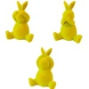 LAPIN DÉCORATIF RÉSINE VELOURS 10X8X6CM JAUNE
