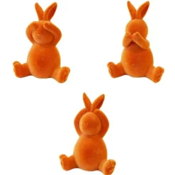 LAPIN DÉCORATIF RÉSINE VELOURS 10X8X6CM ORANGE