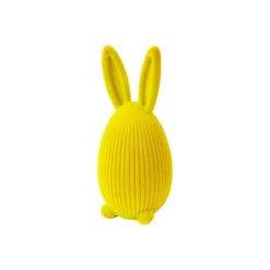 LAPIN DÉCORATIF ?'UF RÉSINE FLOQUÉE 19.2CM JAUNE