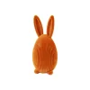 LAPIN DÉCORATIF ?'UF RÉSINE FLOQUÉE 19.2CM ORANGE