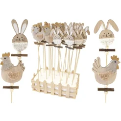 LAPIN OU POULE SUR PIQUE 32X6.5CM NATURE