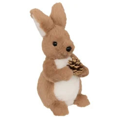 LAPIN POMME DE PIN OR DÉCORATIF PSE 31CM MARRON