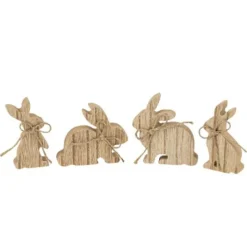 4 LAPINS BOIS FICELLE NATURE
