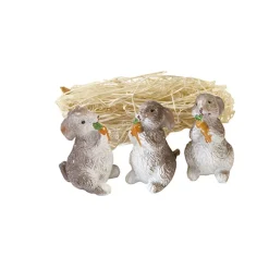 3 LAPINS RÉSINE CAROTTE PAILLE 3.3CM BRUN