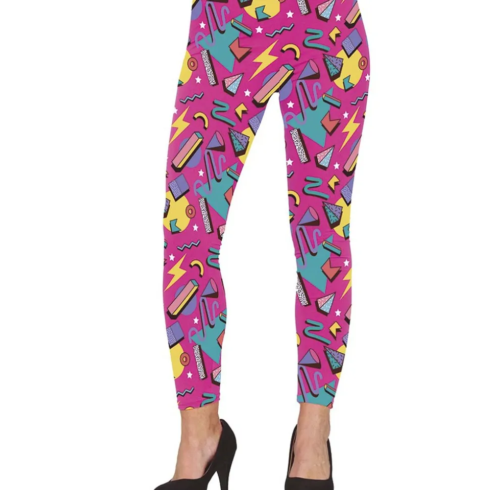 LEGGING PANTALON BARIOLÉ ROSE ANNÉES 80 FEMME