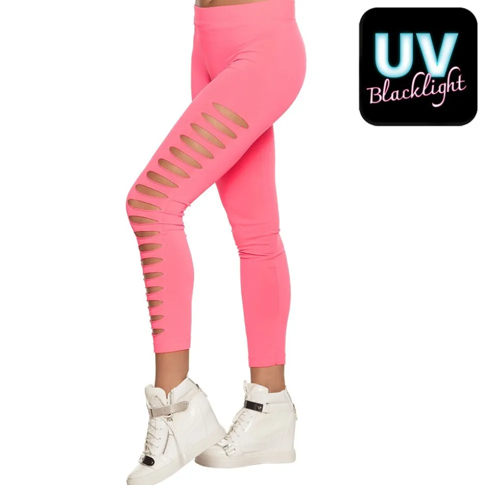 LEGGING TROUÉ ROSE FLUO ADULTE