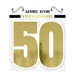 LIVRE D'OR ANNIVERSAIRE 50AINE 20P 23X21CM OR