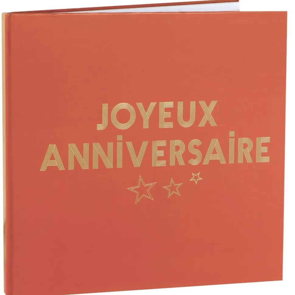 LIVRE D'OR ANNIVERSAIRE STAR 40P 24CM TERRACOTTA