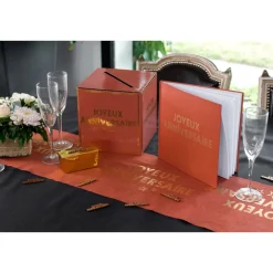 LIVRE D'OR ANNIVERSAIRE STAR 40P 24CM TERRACOTTA