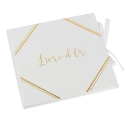 LIVRE D'OR BLANC COIN OR 21X20CM