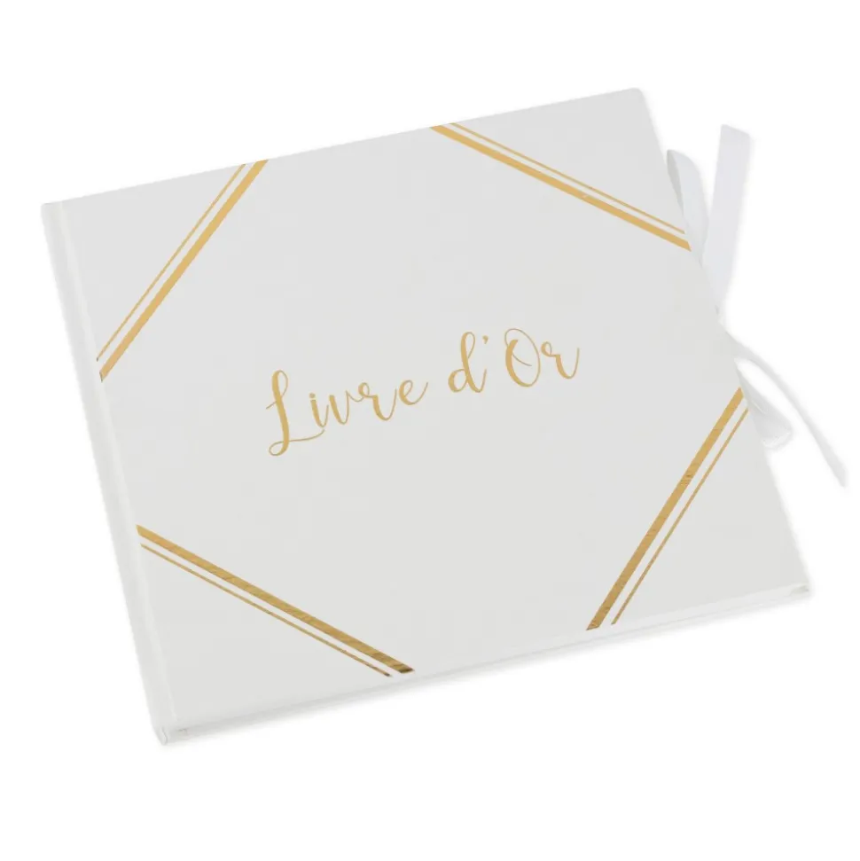 LIVRE D'OR BLANC COIN OR 21X20CM