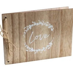 LIVRE D'OR BOIS MARIAGE LOVE 40P 30X22CM NATURE