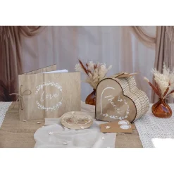 LIVRE D'OR BOIS MARIAGE LOVE 40P 30X22CM NATURE