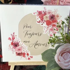 LIVRE D'OR CARTON AMOUR FLORAL 68P 21X18.5CM
