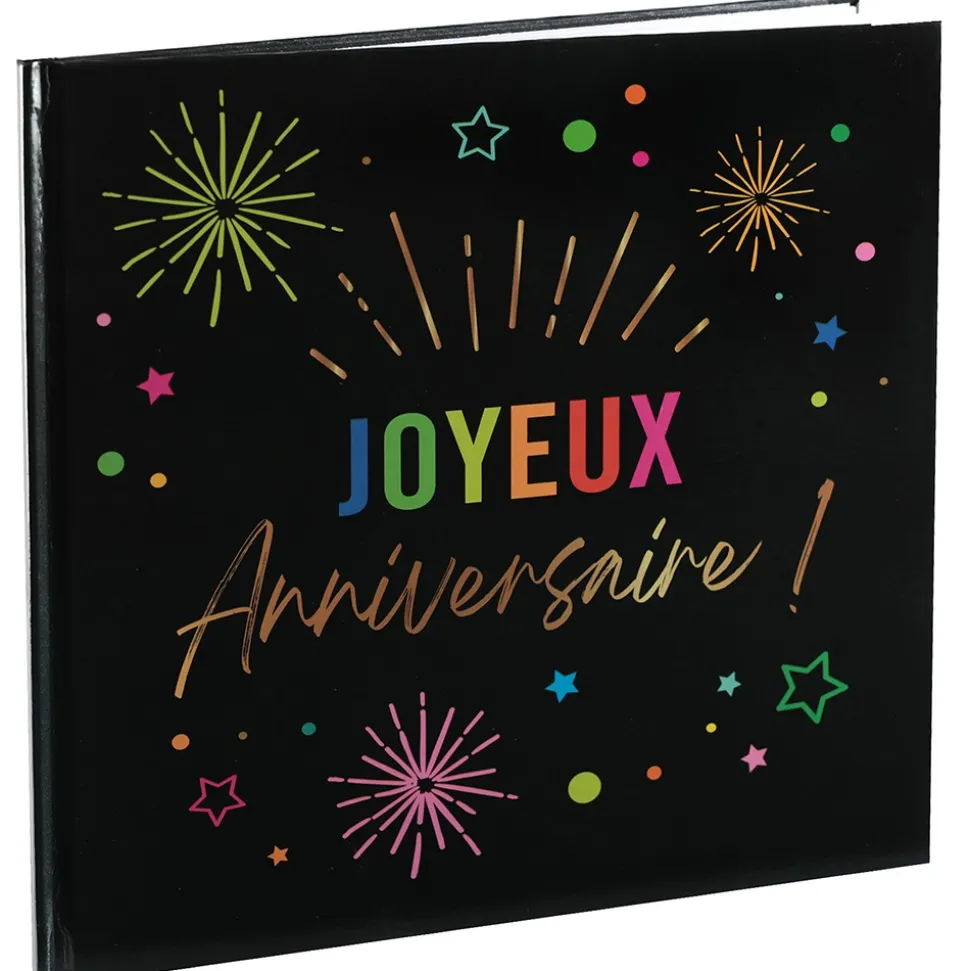 LIVRE D'OR CARTON ANNIVERSAIRE MULTI 20P 24CM NOIR
