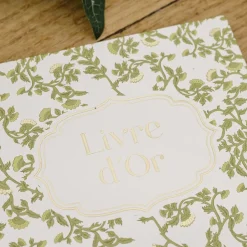 LIVRE D'OR CARTON BOTANIQUE 68P 22X19CM PISTACHE