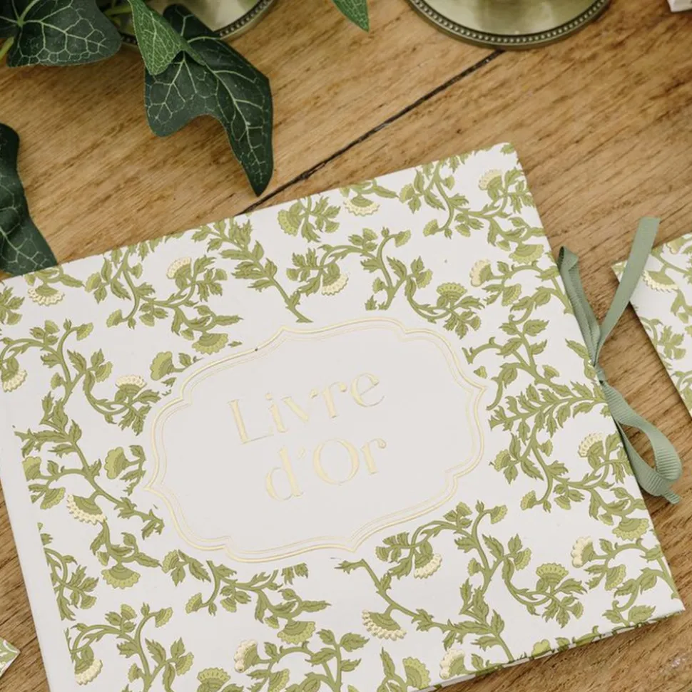 LIVRE D'OR CARTON BOTANIQUE 68P 22X19CM PISTACHE