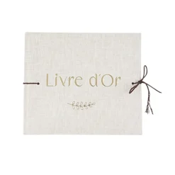 LIVRE D'OR CARTON BRANCHE LAURIER 68P 22X19CM LIN