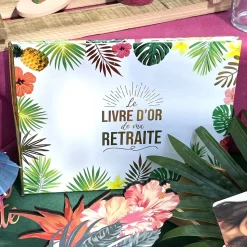 LIVRE D'OR CARTON RETRAITE TROPICAL 40P 21.2X16CM