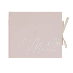 LIVRE D'OR CARTON UN GRAND MERCI 68P 22X19CM ROSE