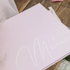 LIVRE D'OR CARTON UN GRAND MERCI 68P 22X19CM ROSE