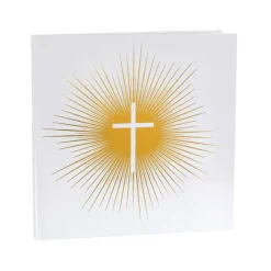 LIVRE DOR CÉRÉMONIE RELIGIEUSE 24CM BLANC OR