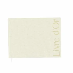 LIVRE D'OR TISSU EFFET LIN 68P 23.5X18CM BEIGE