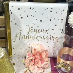 LIVRE OR JOYEUX ANNIVERSAIRE BLANC ET OR