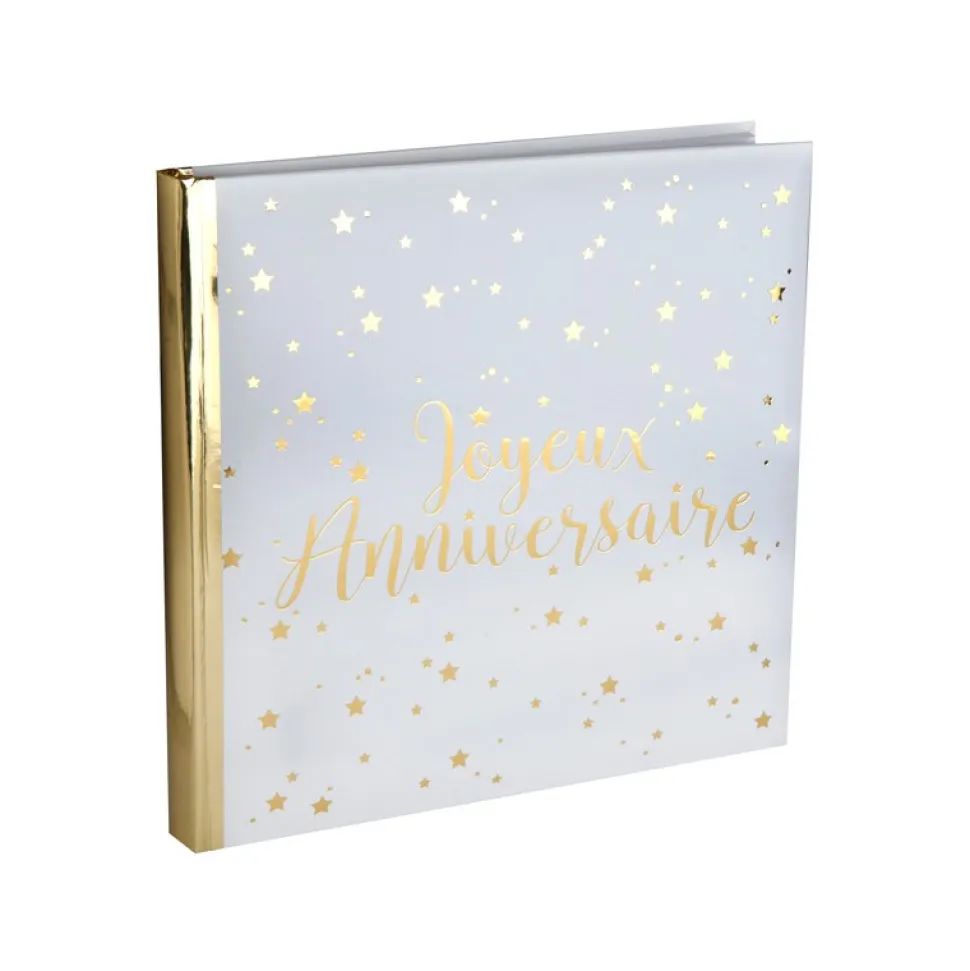 LIVRE OR JOYEUX ANNIVERSAIRE BLANC ET OR