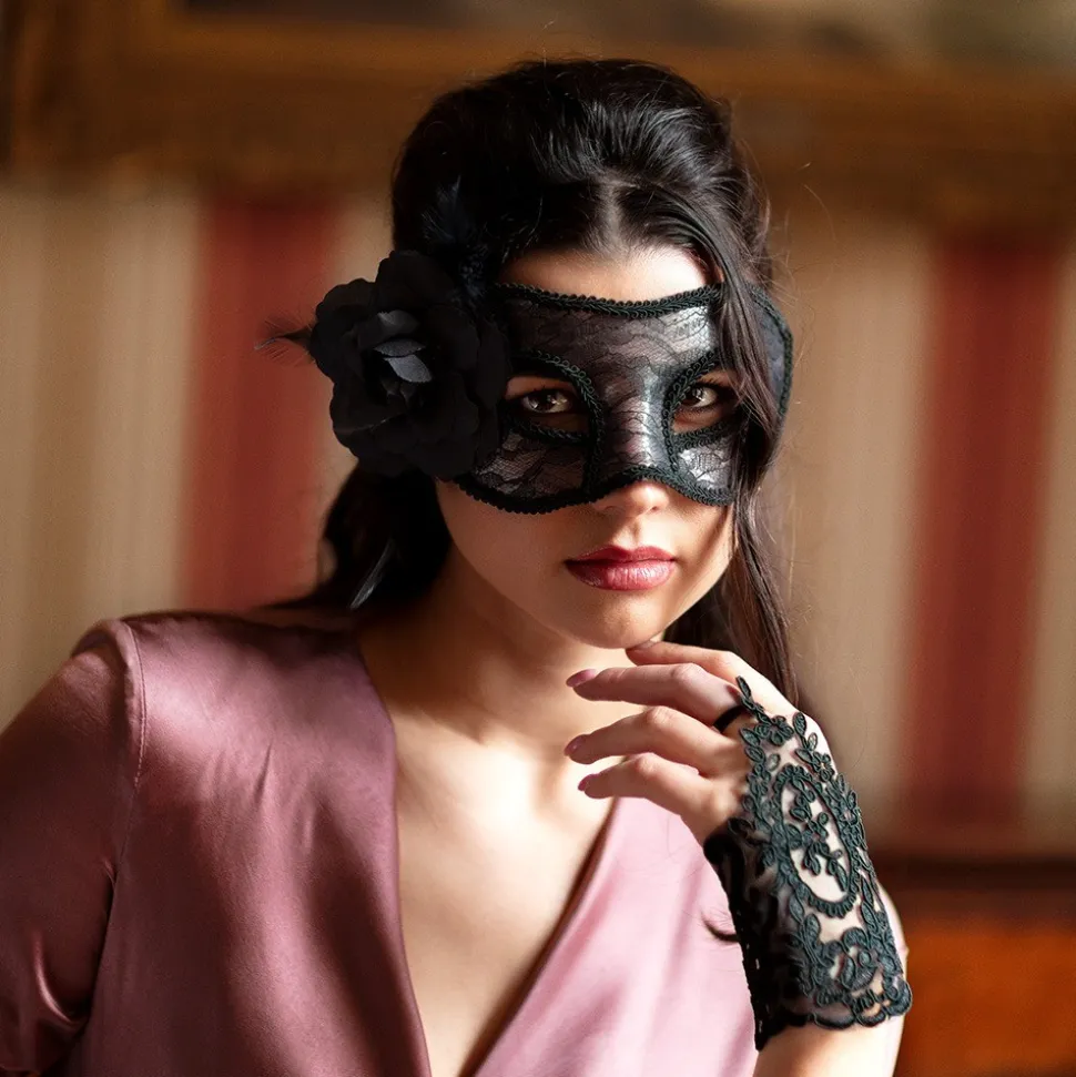 LOUP DENTELLE MYSTIQUE ROSE NOIR