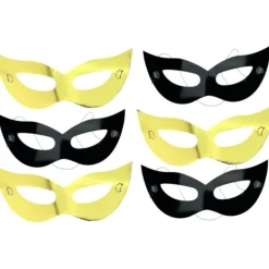 6 LOUPS MASQUE CARTON ADULTE MIX OR NOIR ADULTE