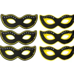 6 LOUPS MASQUE CARTON 19X7.5CM OR NOIR ADULTE