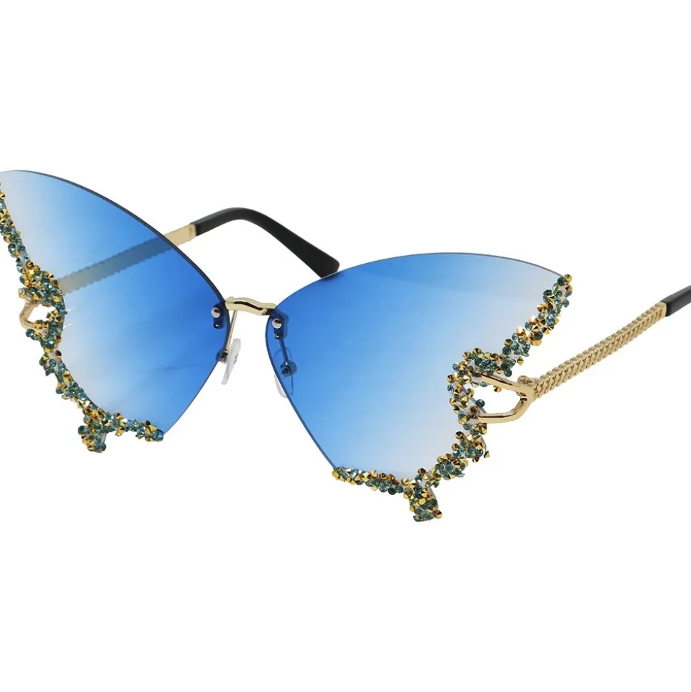 LUNETTES AILES PAPILLONS STRASS BLEU ADULTE