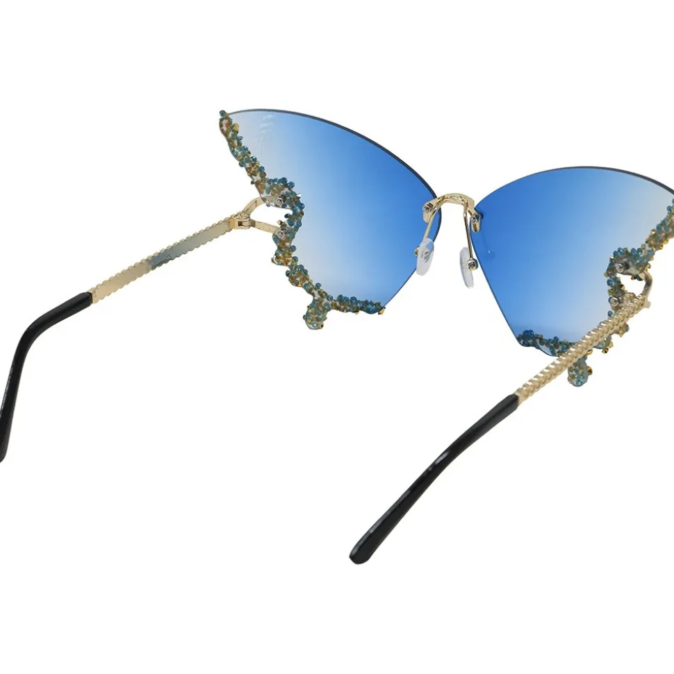 LUNETTES AILES PAPILLONS STRASS BLEU ADULTE