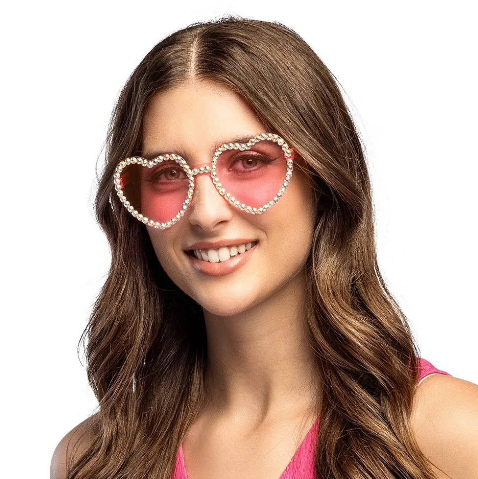 LUNETTES FESTIVES CURS ROSE GLAM STRASS ADULTE