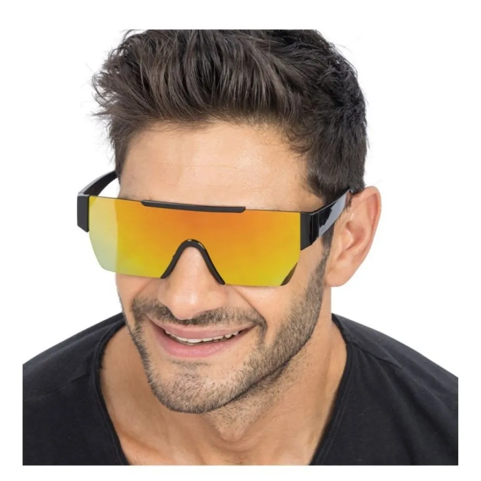 LUNETTES FESTIVES FUTURISTE MIROIR OR ADULTE