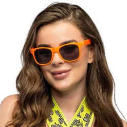 LUNETTES FESTIVES PC POP ORANGE FLUO UV ADULTE