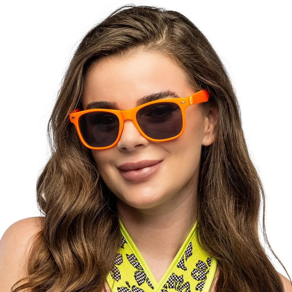 LUNETTES FESTIVES PC POP ORANGE FLUO UV ADULTE