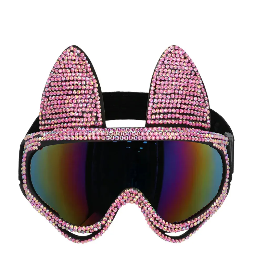 LUNETTES FESTIVES SKI GLAM CAT STRASS ROSE ADULTE