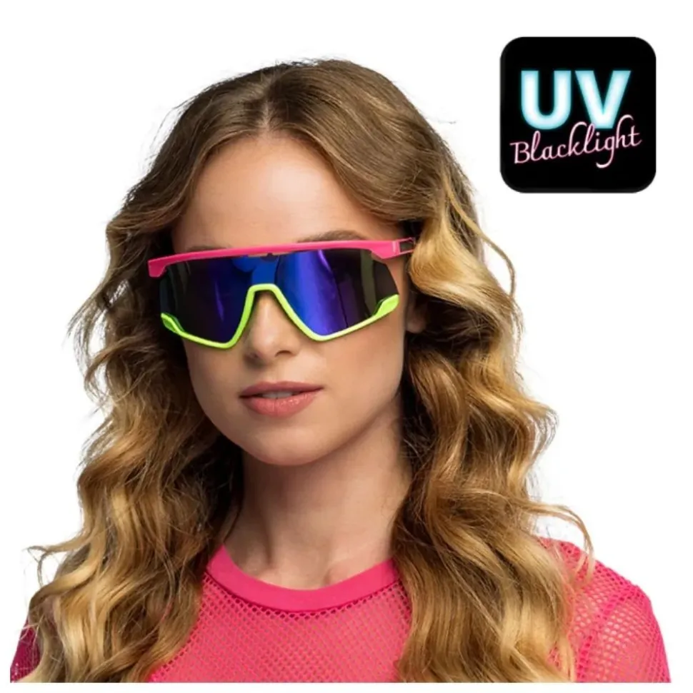 LUNETTES FESTIVES SPORT FUTURISTE FLUO UV ADULTE