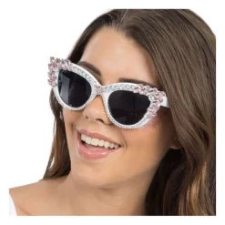 LUNETTES FESTIVES STRASS ARGENT ROSE PASTEL ADULTE