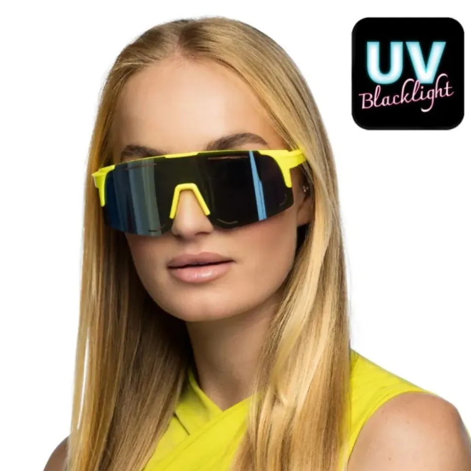 LUNETTES FESTIVES ZOUK JAUNE FLUO UV ADULTE
