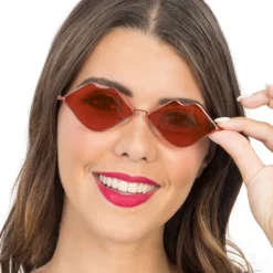 LUNETTES MÉTAL OR BOUCHE ROUGE ADULTE