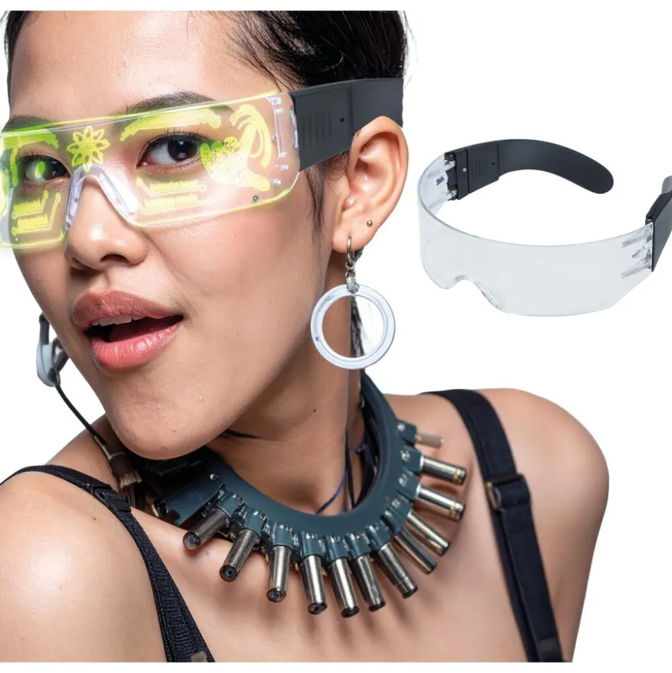 LUNETTES PVC LED FUTURISTES MULTICOLORES ADULTE