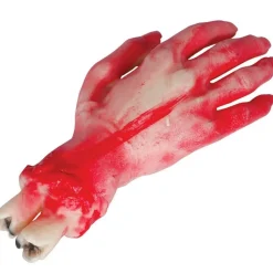 MAIN SECTIONNÉE SANGLANTE DÉCO LATEX 25CM ROUGE