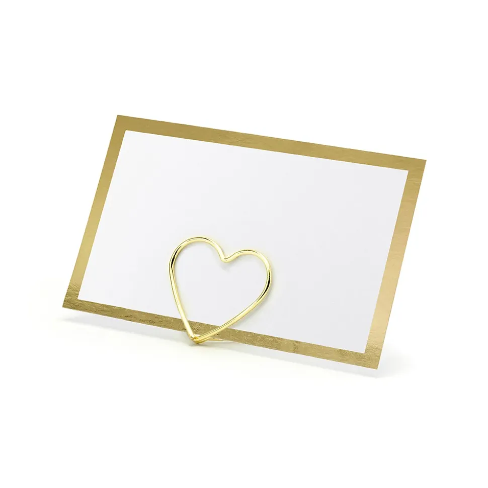 10 MARQUE-PLACES BLANC BORD DORÉ 9.5X5.5CM