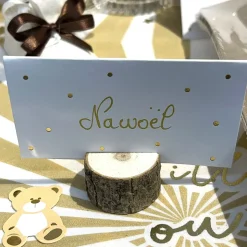 10 MARQUE-PLACES BLANC POIS OR 9.5X5.5CM