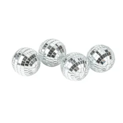 4 MARQUE-PLACES BOULES FACETTES DISCO 4CM ARGENT