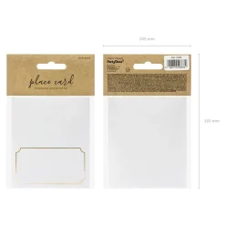 10 MARQUE-PLACES CADRE OR MÉTAL 9.5X5.5CM BLANC